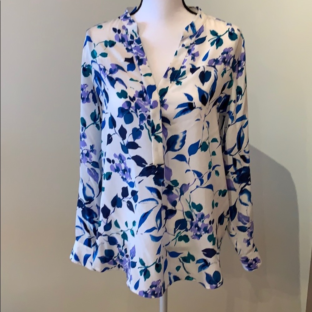 Silk tunic blouse spring flowers